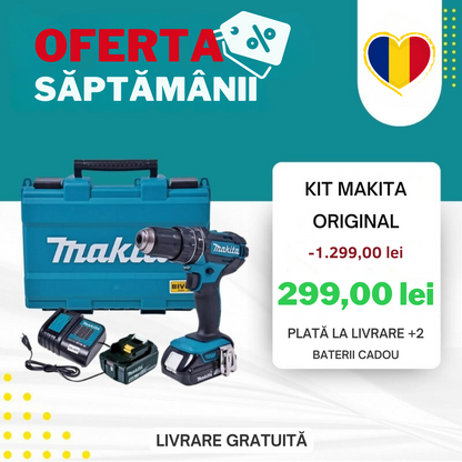 KIT ORIGINAL: Burghiu cu impact puternic + 45 ACCESORII + 2 BATERIE 48v - SUPER PROMOTIE